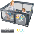 Large Square Baby Playpen with Breathable Mesh 50"x50" Grey L7090
