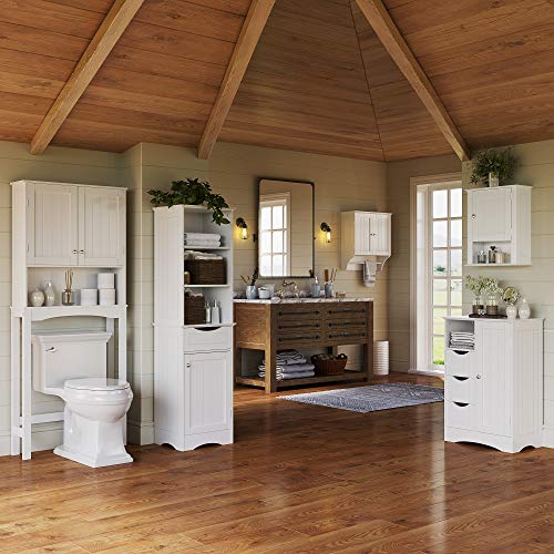 Gray Ashland Bathroom Freestanding Storage Cabinet with Three Open Shelves and Drawer Z890