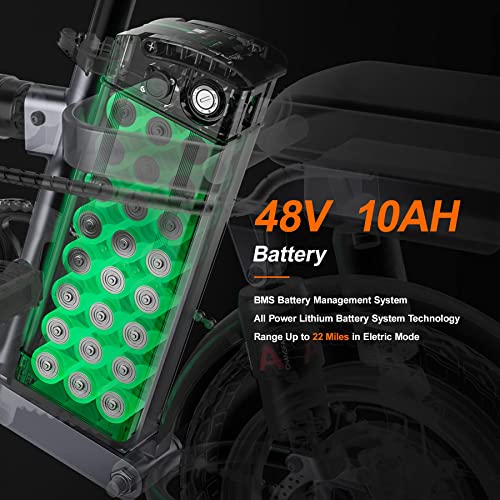 Mini Electric Bike 14" Folding Ebike 600W Motor 48V 10AH Battery J11694