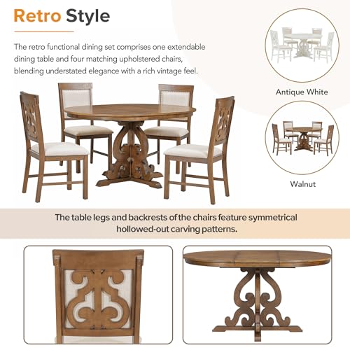 5-Piece Rectangular Counter Height Wood Dining Table Set with 4 Upholstered Chairs O370