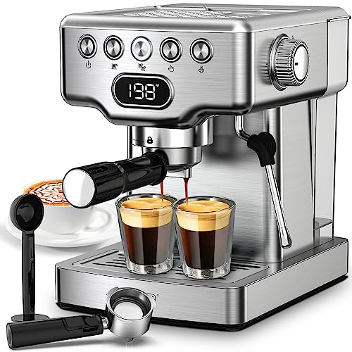 20 Bar Espresso Machine with Milk Frother Steam Wand, Stainless Steel B109