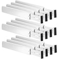 12 Pcs Bamboo Drawer Dividers Adjustable 2.4" High 17"-22" White S998