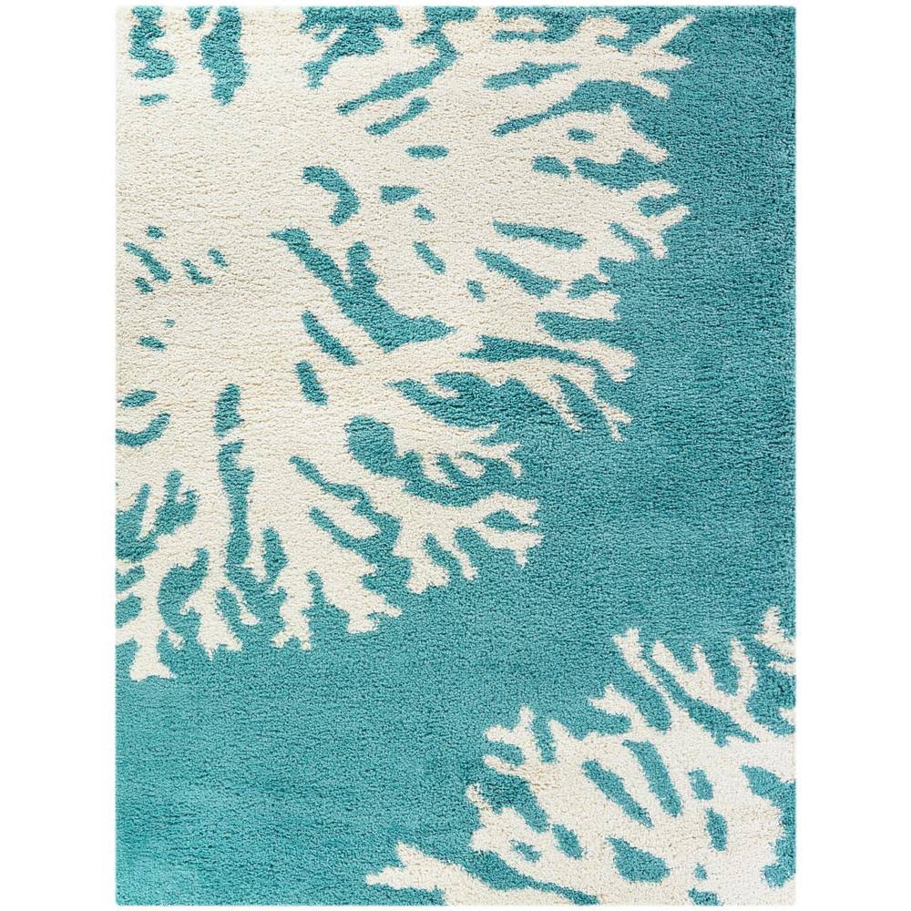 Teal Blue 5 ft. x 7 ft. Shag Area Rug F5945