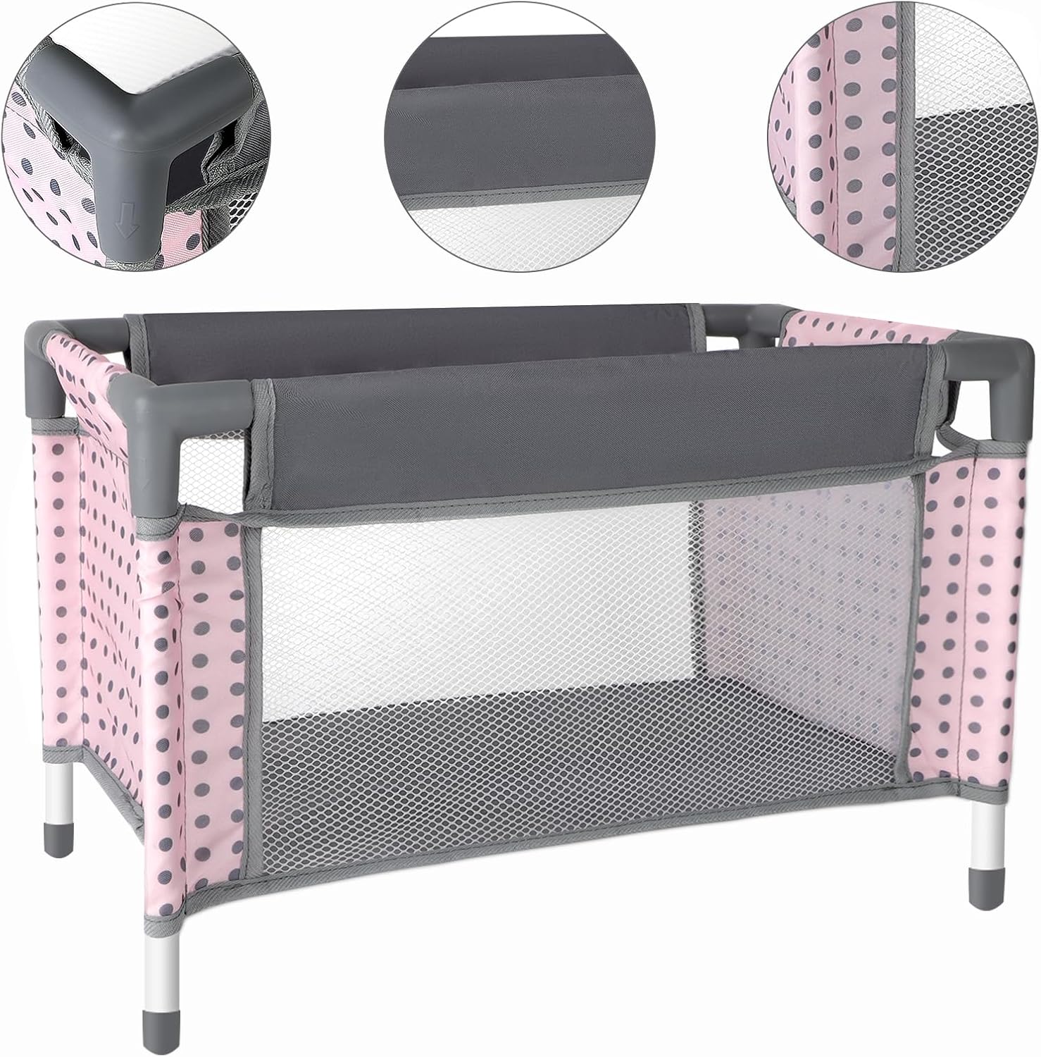 Baby Doll Stroller Crib Bed Nursery Role Play Set with Accessories and Play Mat K104