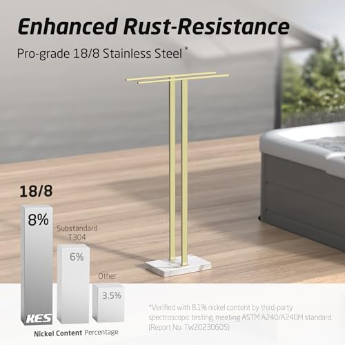 2-Tier Stainless Steel Towel Rack Stand with Marble Base T4825