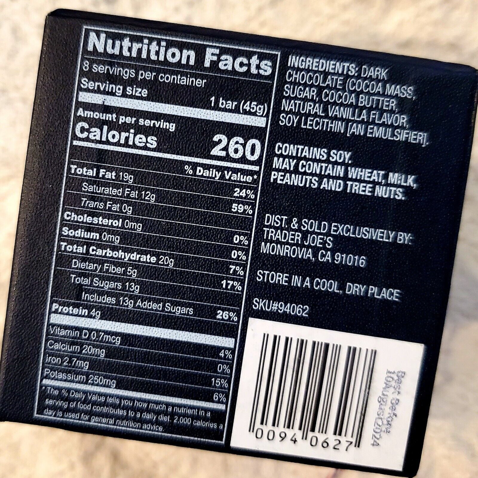 8 Dark Cacao Bars X35810