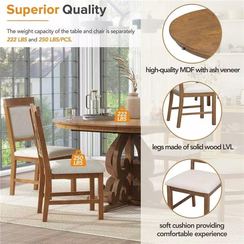 5-Piece Rectangular Counter Height Wood Dining Table Set with 4 Upholstered Chairs O370