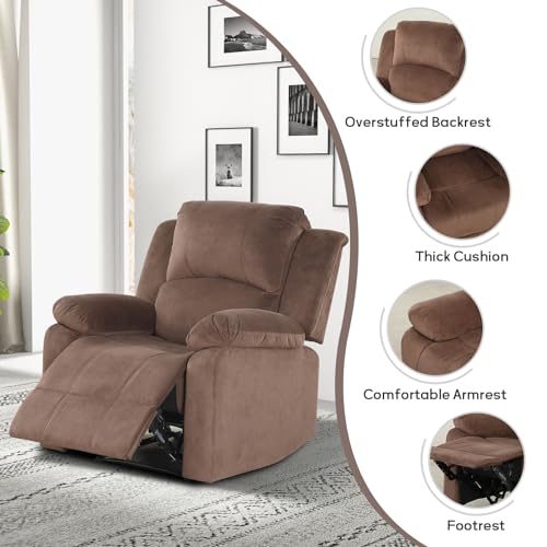 Brown Manual Recliner Chair with Padded Headrest and Armrest B89130