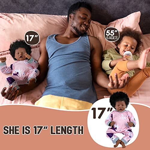 17-Inch Black Reborn Baby Doll with Cloth Body E598931