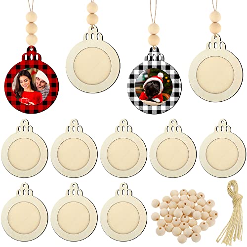 24 Pcs Christmas Photo Ornament Wooden Picture Frames C507
