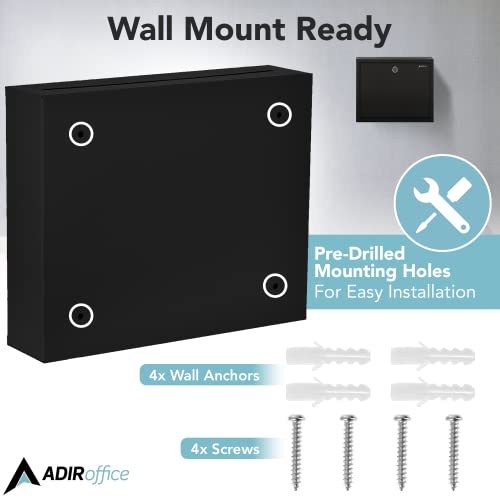 Black Metal Suggestion Box with Lock and Slot, Wall Mount, 3x10x12 Inch S209
