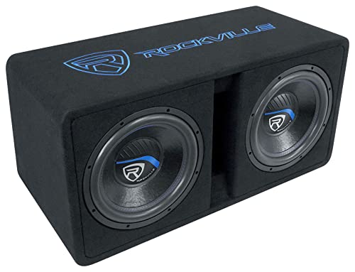 Dual 10" 2400w Car Subwoofers with Vented Sub Enclosure Box, 2 Ohm, Black T2321