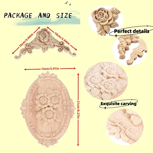 Wood Appliques Onlays Unpainted Wood Carving Decoration A145839