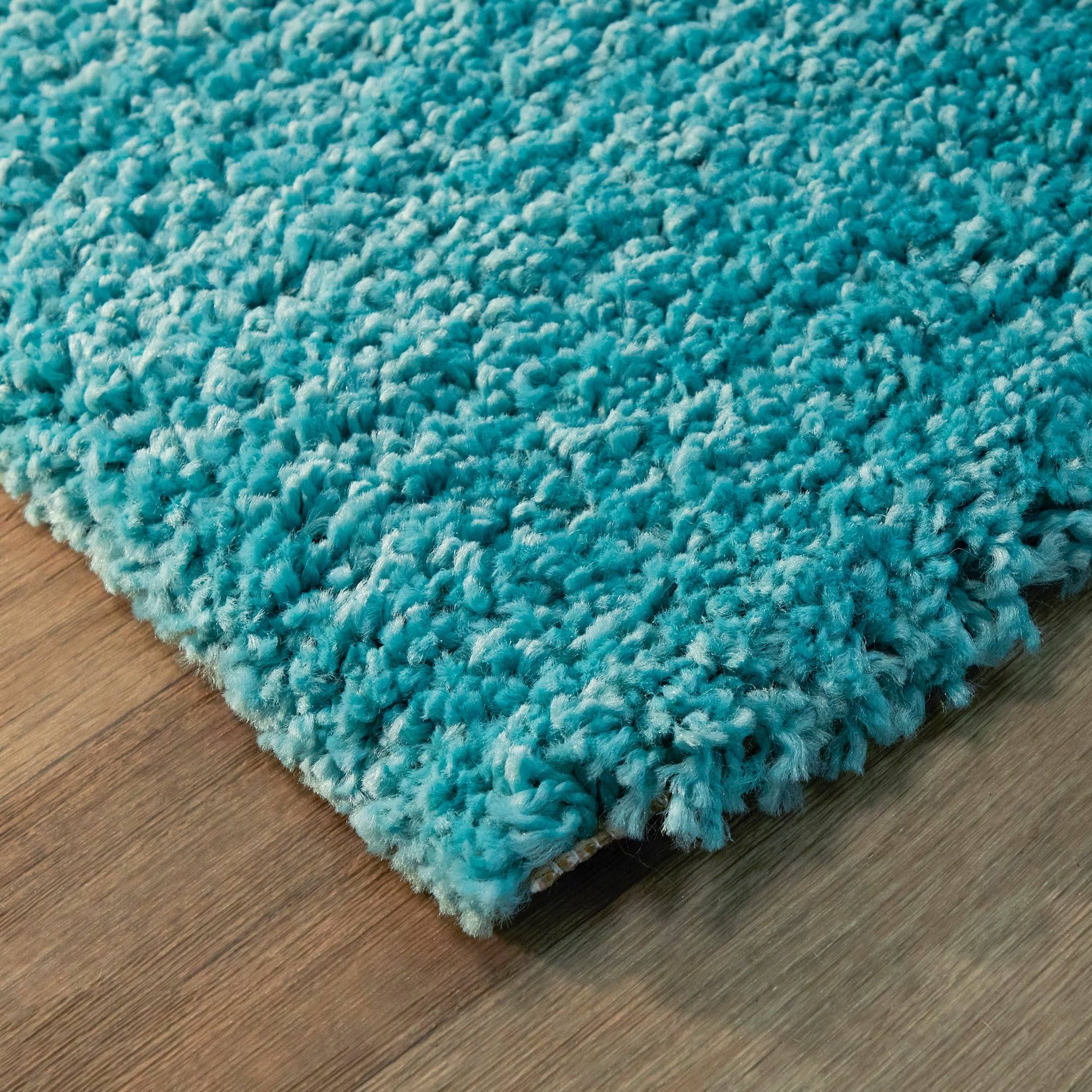 Teal Blue 5 ft. x 7 ft. Shag Area Rug F5945