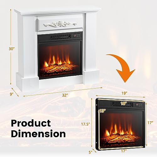 32 Inch Electric Fireplace with Mantel, Remote Control, Brown G19388