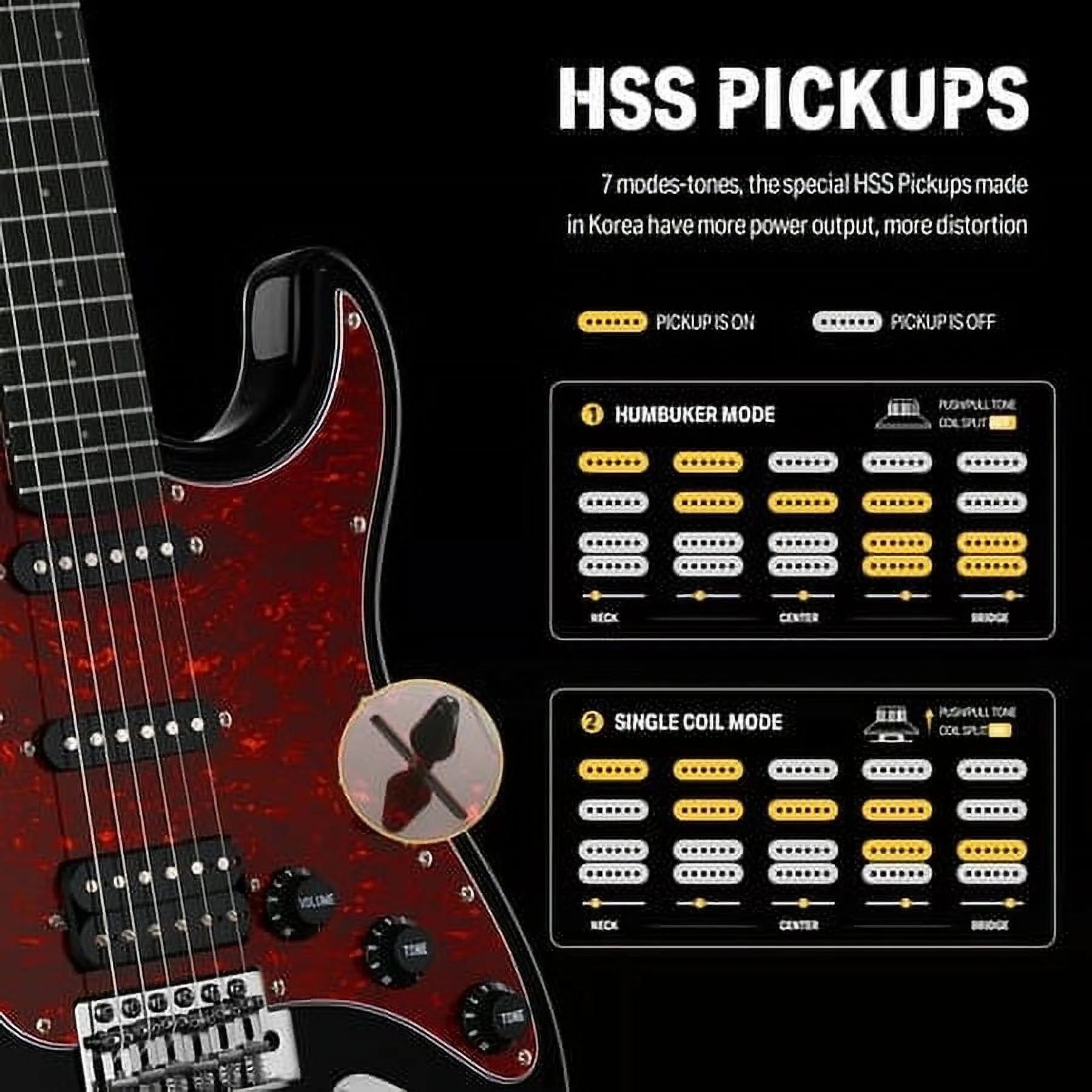 39 Inch Solid Body Electric Guitar with Single Coil Split System Q3557
