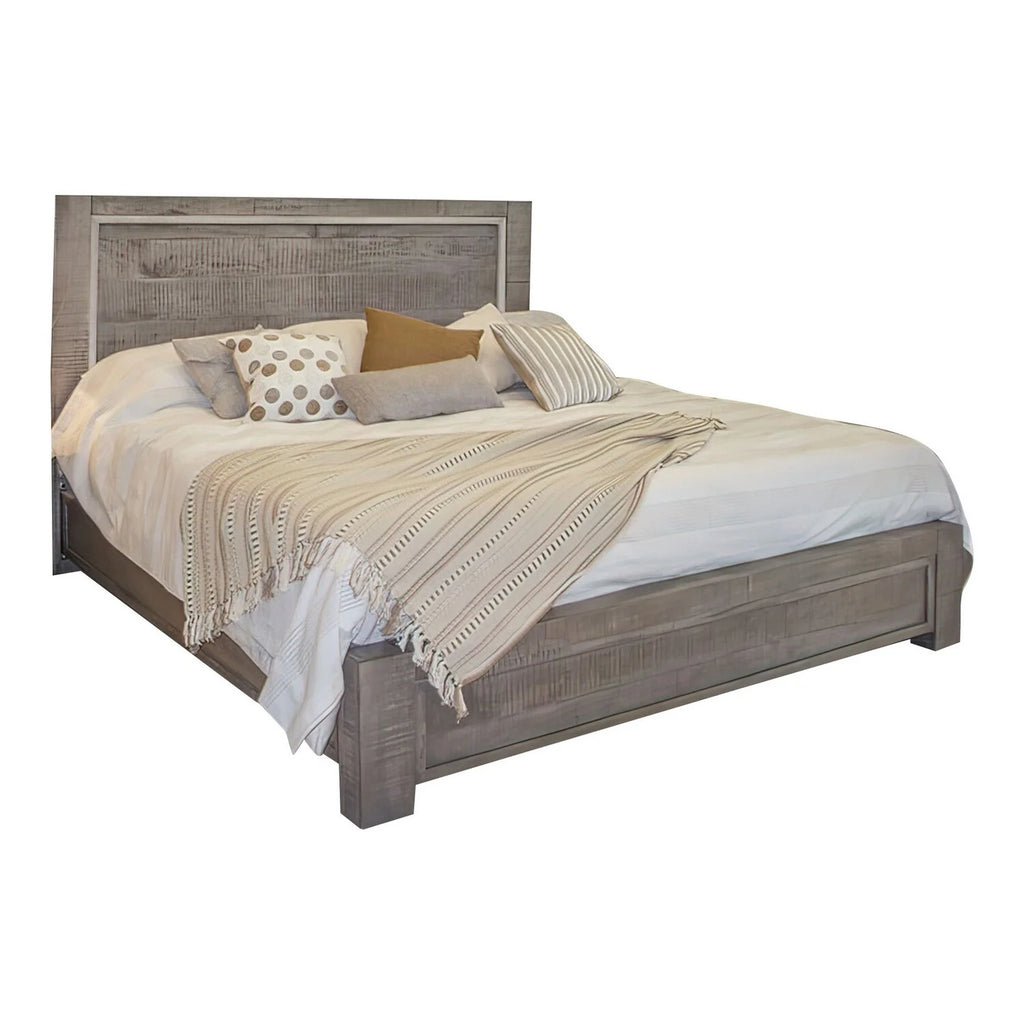 King Size Bed with Headboard Footboard Rustic Gray E50898