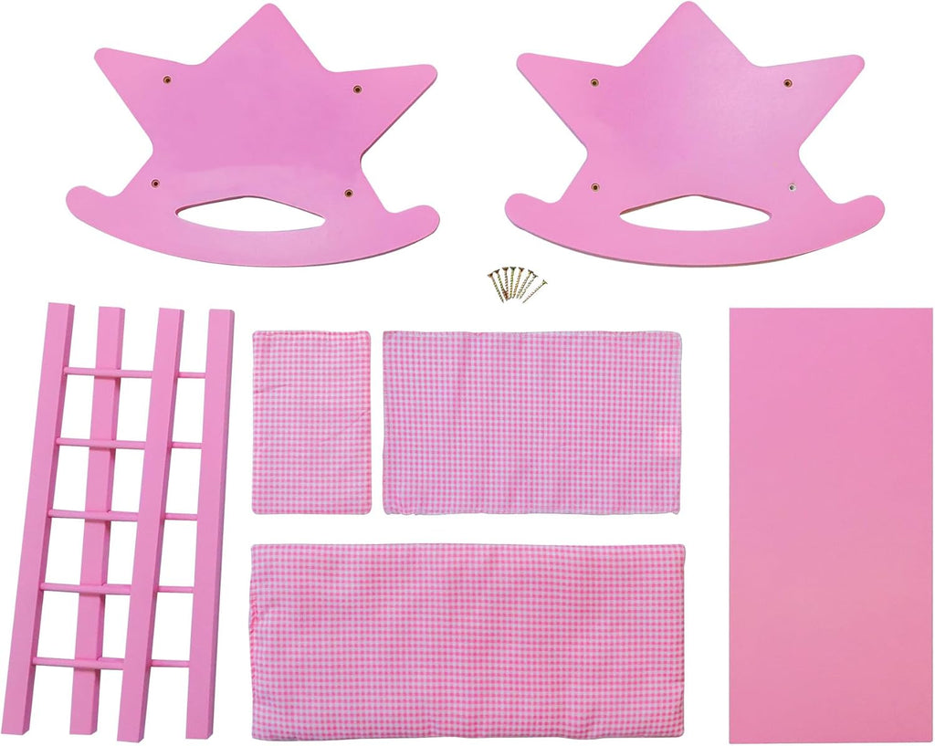 Pink Wooden Baby Doll Crib with Bedding K762014