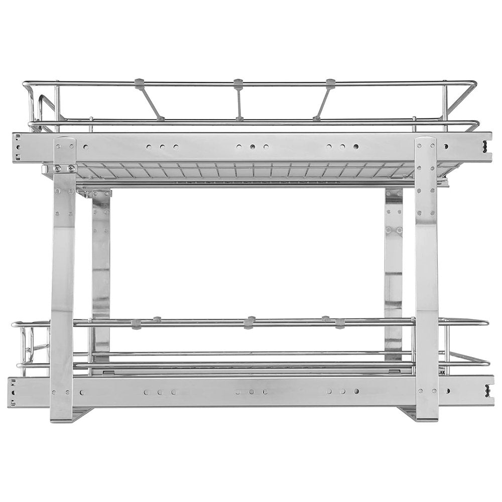 Chrome-Plated Steel 2 Tier Slide Out Cabinet Organizer H1859