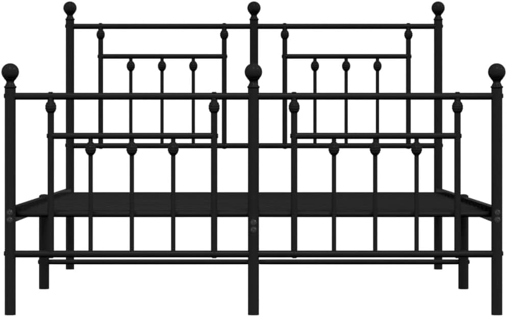 Black Metal Double Bed with Headboard and Footboard U850
