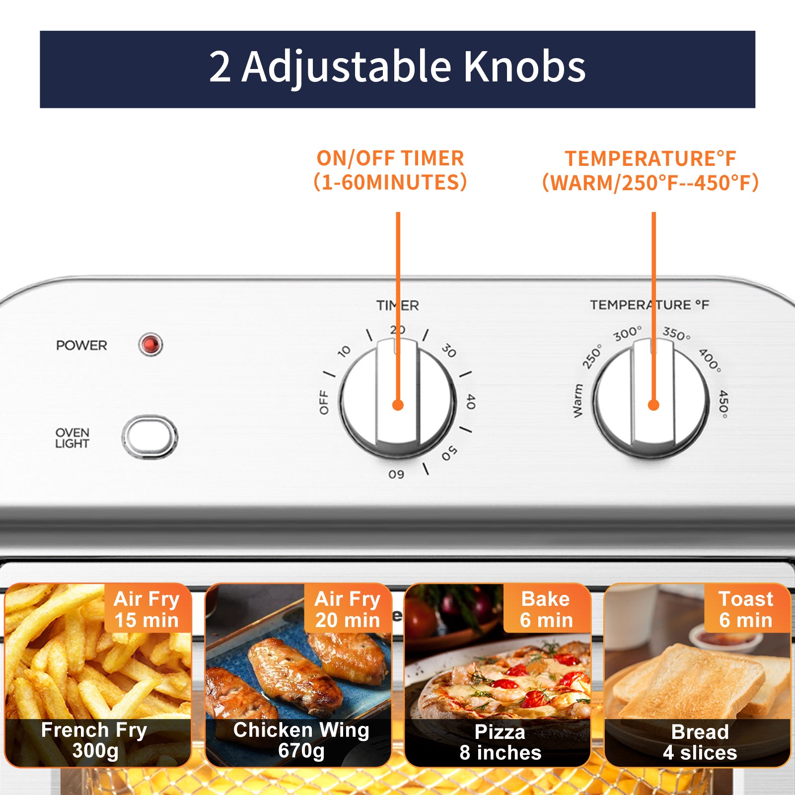 1500W Stainless Steel Air Fryer Toaster Oven Y151083