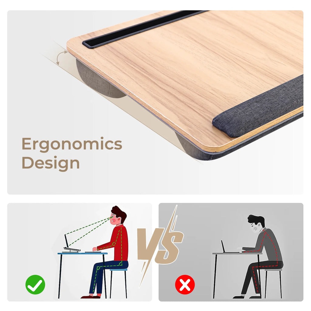 Lap Desk with Wrist Rest, Mouse Pad and Phone Holder, 21.7" x 14.6", Fits Up to 15.6" Laptop, Portable R294988