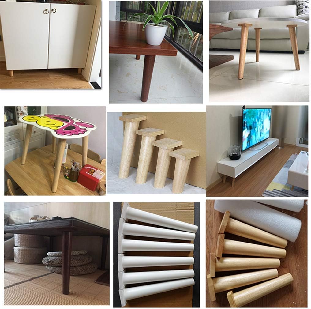 4 Pieces Solid Wood Straight Cone Replacement Table Legs G94359