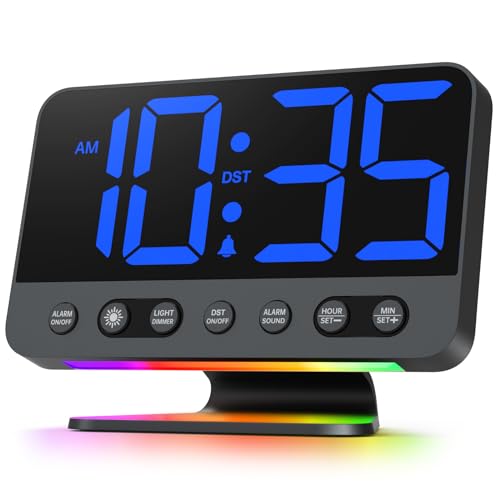 Silver Large Number Alarm Clock with Dimmer and Night Light M89858