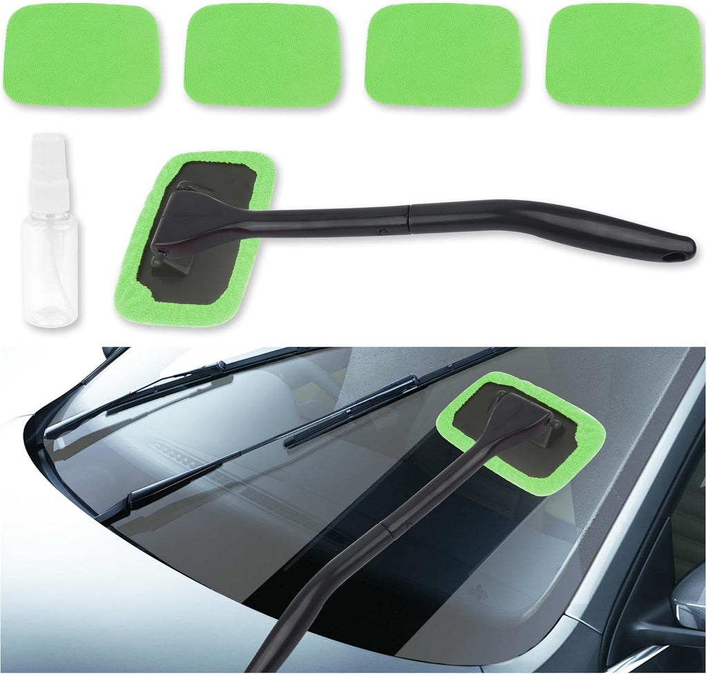 Microfiber Car Window Cleaner Tool Kit with 4PCS Reusable Cloth Cover I21663