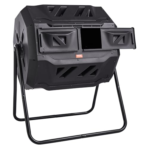 43-Gal Dual Chamber Composting Tumbler with Steel Frame J25416
