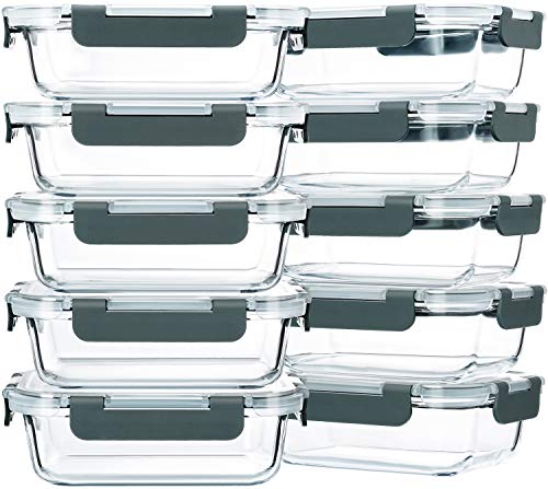 10-Pack 22 Oz Glass Meal Prep Containers with lids L643207