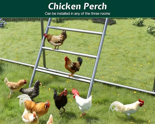 9x25.3x6.4 FT Large Walk-in Chicken Coop with Dome Roof, PE Cover & Wire Mesh K756095