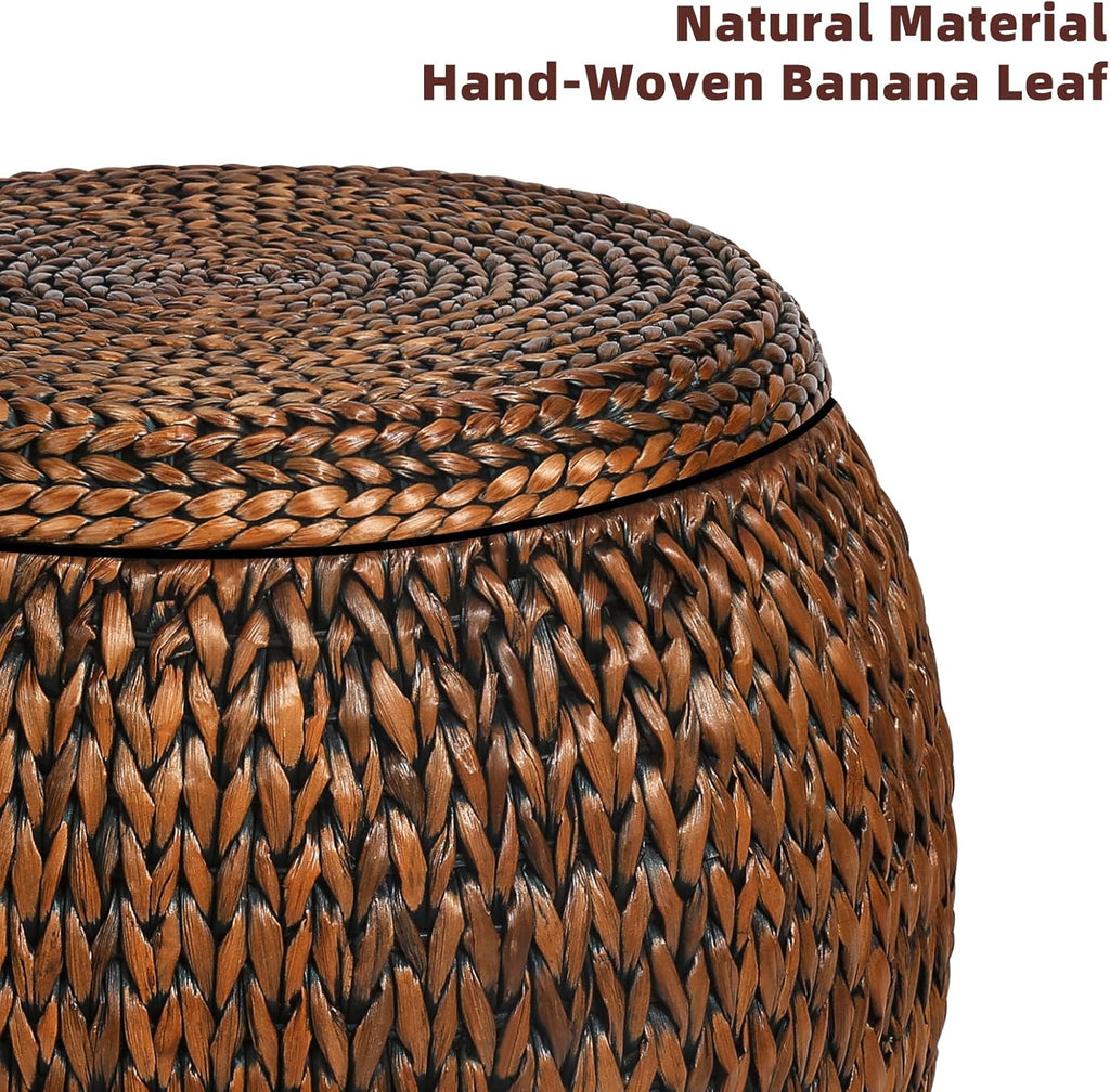 Golden Hand Woven Rattan Storage Ottoman Coffee Table F514