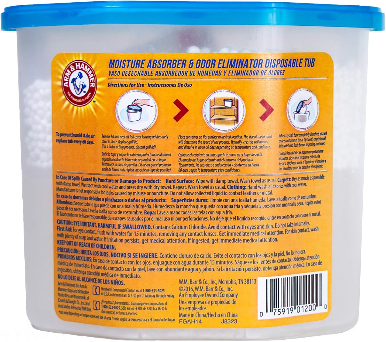 Fragrance Free Disposable Moisture Absorber and Odor Eliminator 14 oz. Tub N82479