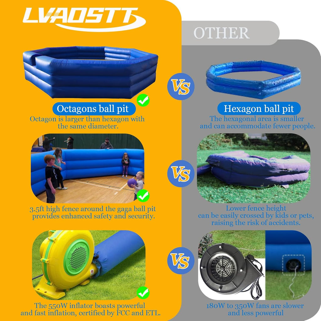 15FT Inflatable Gaga Ball Pit with Electric Blower T77042