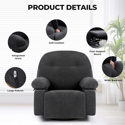 Oversized Manual Swivel Rocker Recliner Chair with Heat and USB I838