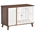 Brown Wooden Dog Kennel with Cushion and Magnetic Doors R980725