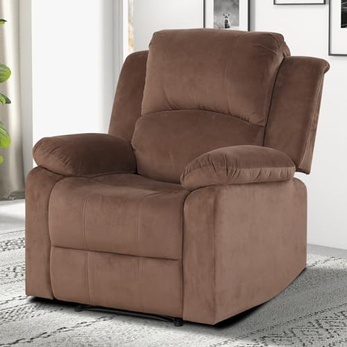 Brown Manual Recliner Chair with Padded Headrest and Armrest B89130