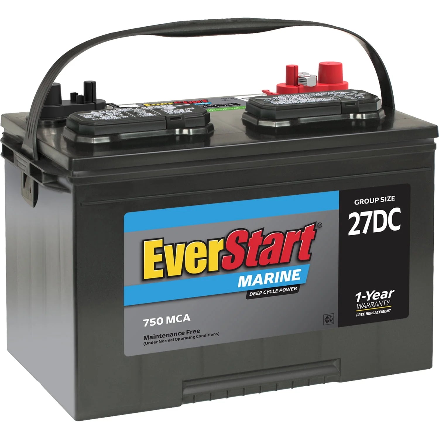 Lead Acid Marine & RV Deep Cycle Battery, Group Size 27DC 12 Volt, 740 MCA O122