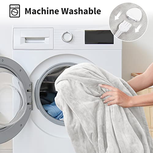 Blue 50x60 Inch Flannel Sherpa Heated Throw Blanket P728121
