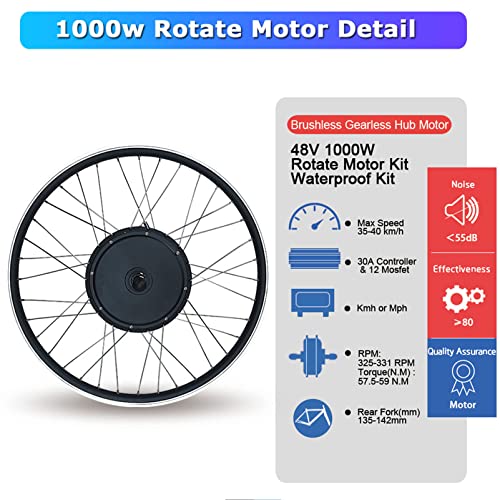 48V 1000W 1500W Rear Drive Hub Motor Ebike Conversion Kit, 27.5inch E97557