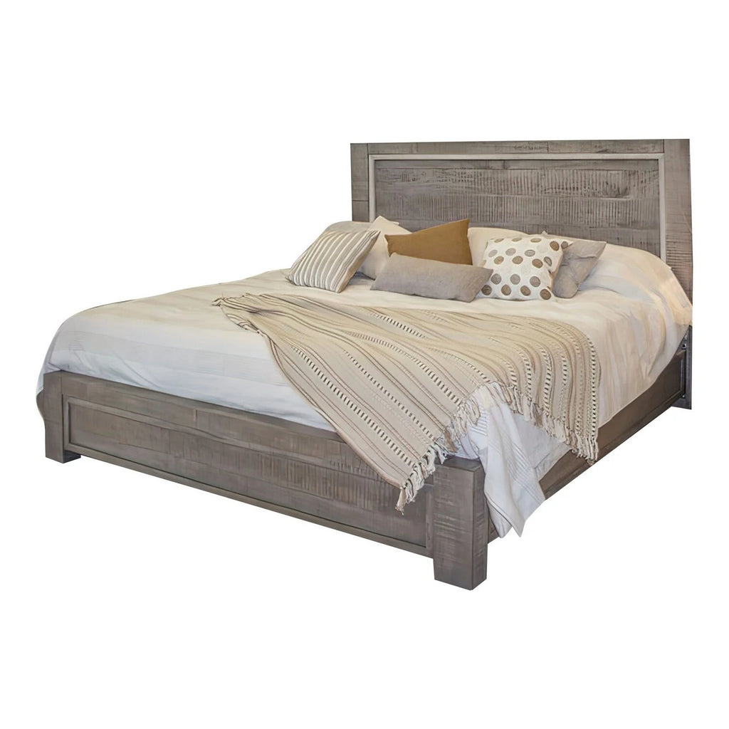 King Size Bed with Headboard Footboard Rustic Gray E50898