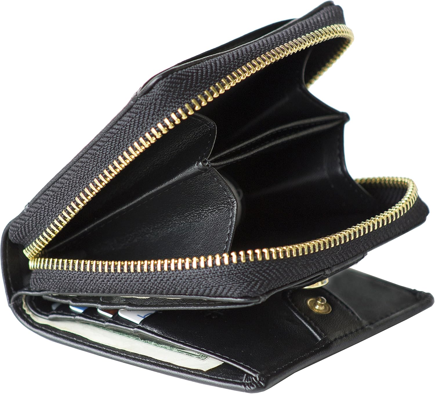 Genuine Leather Small Wallet in Black V831368