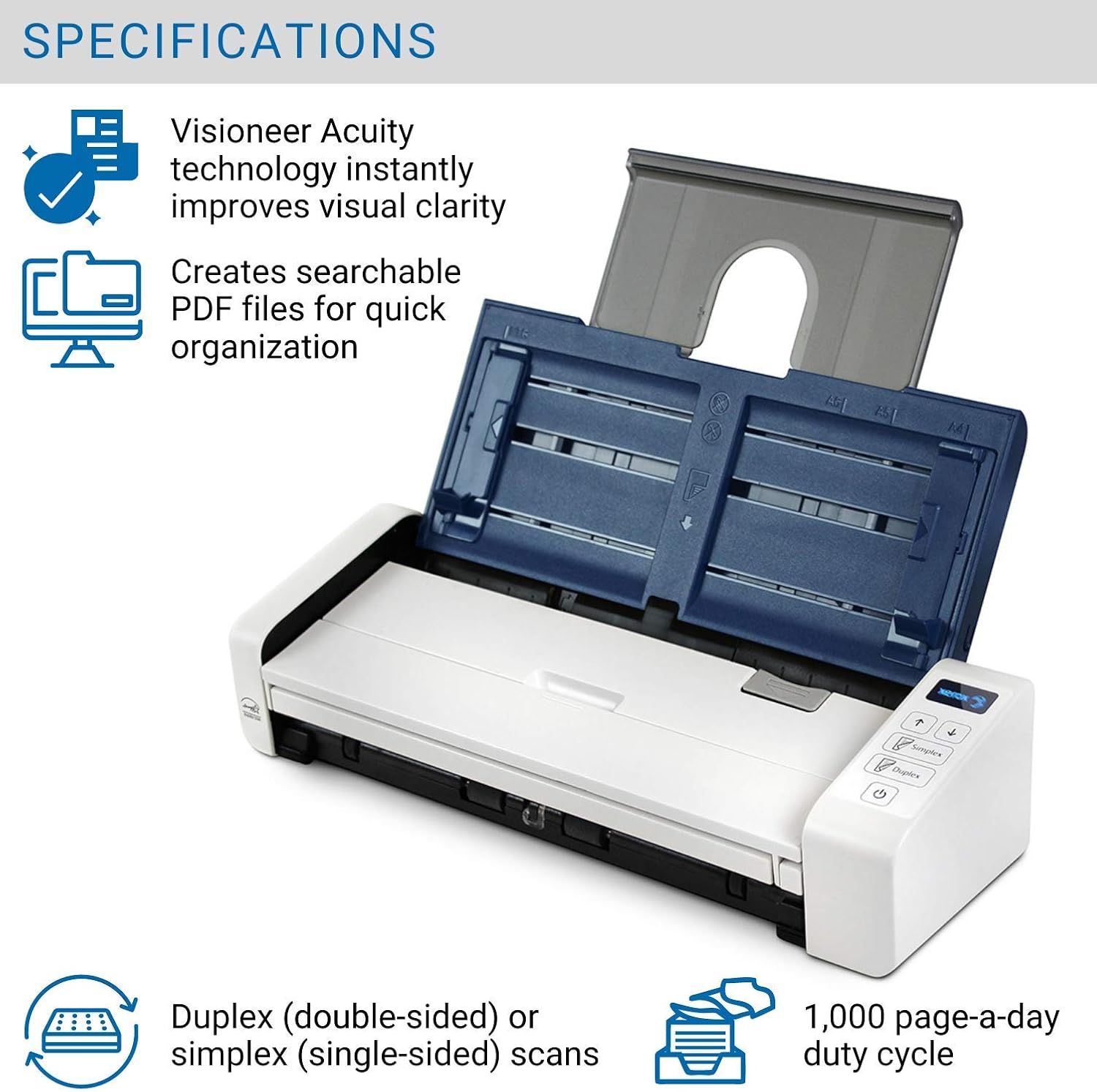 Blue & White Duplex Portable Document Scanner I946