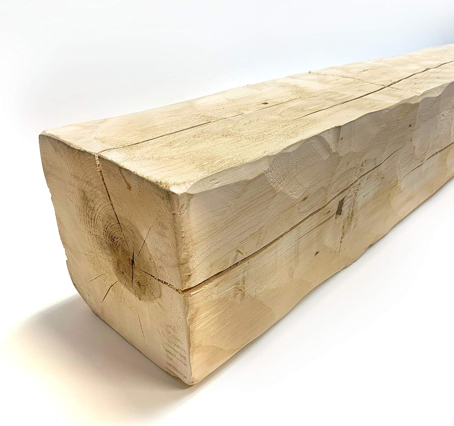 Rustic Natural Unfinished Solid Wood Barn Beam Mantel T9261