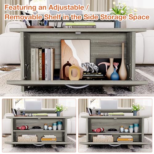 Gray Oak Lift Top Coffee Table with Storage A6416