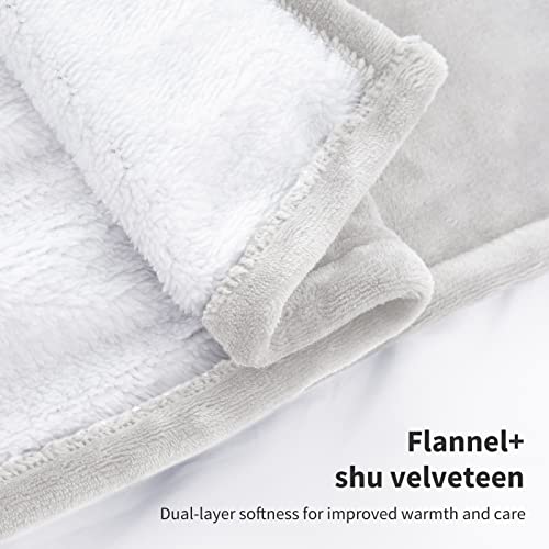 Blue 50x60 Inch Flannel Sherpa Heated Throw Blanket P728121