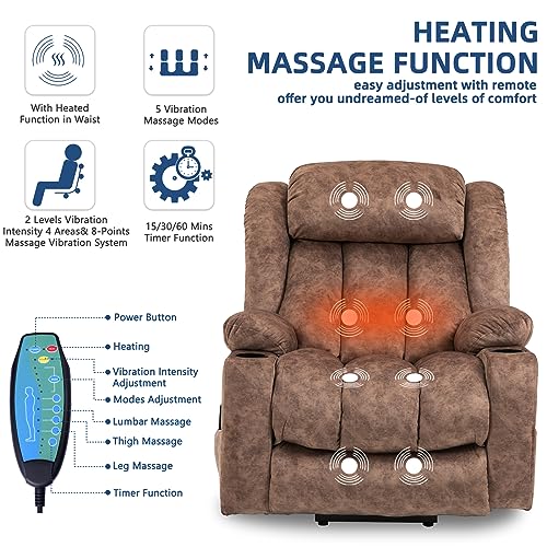 Gray Fabric Power Lift Recliner Chair with Massage and Heat H8918
