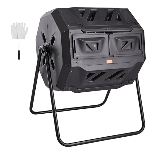 43-Gal Dual Chamber Composting Tumbler with Steel Frame J25416