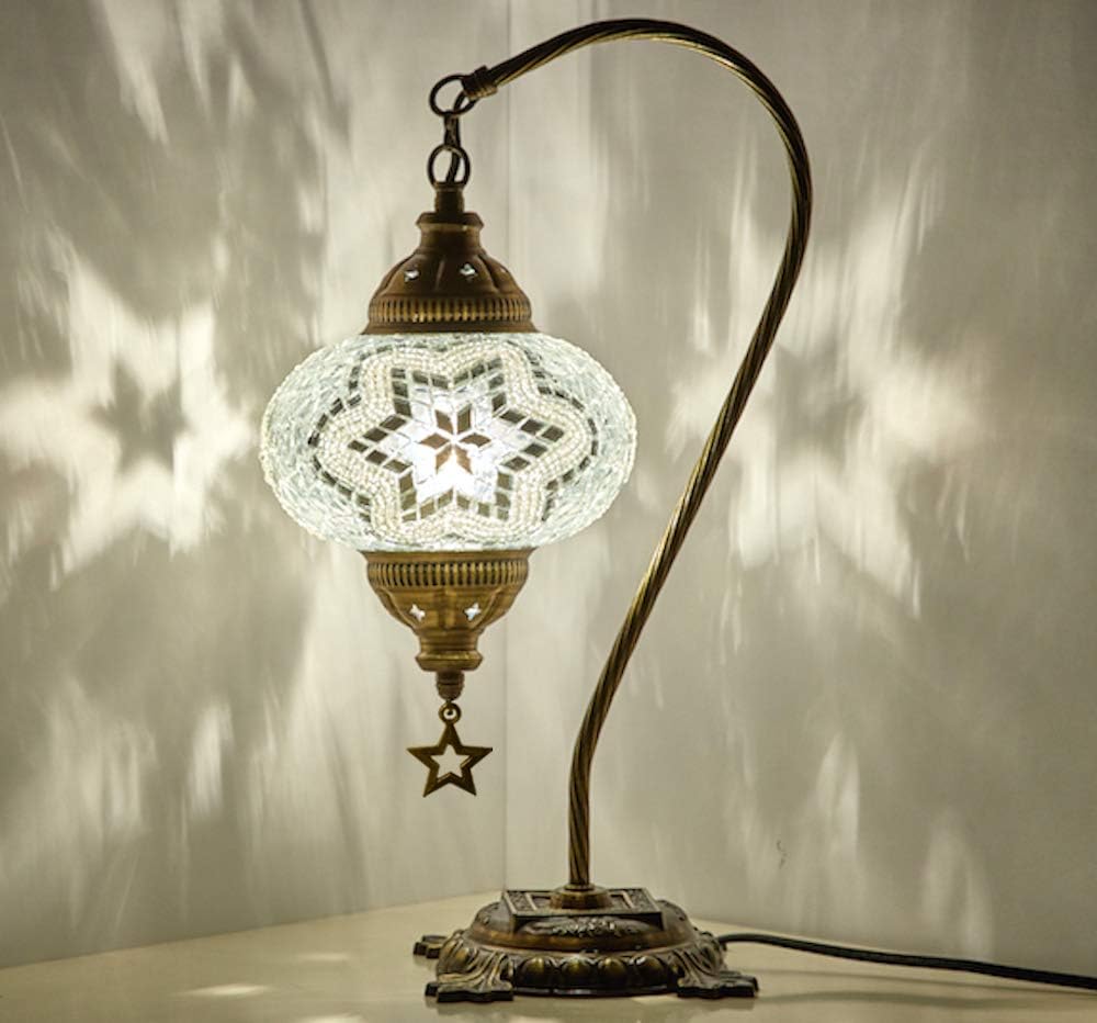 Multicolor Mosaic Gooseneck Table Lamp N94082